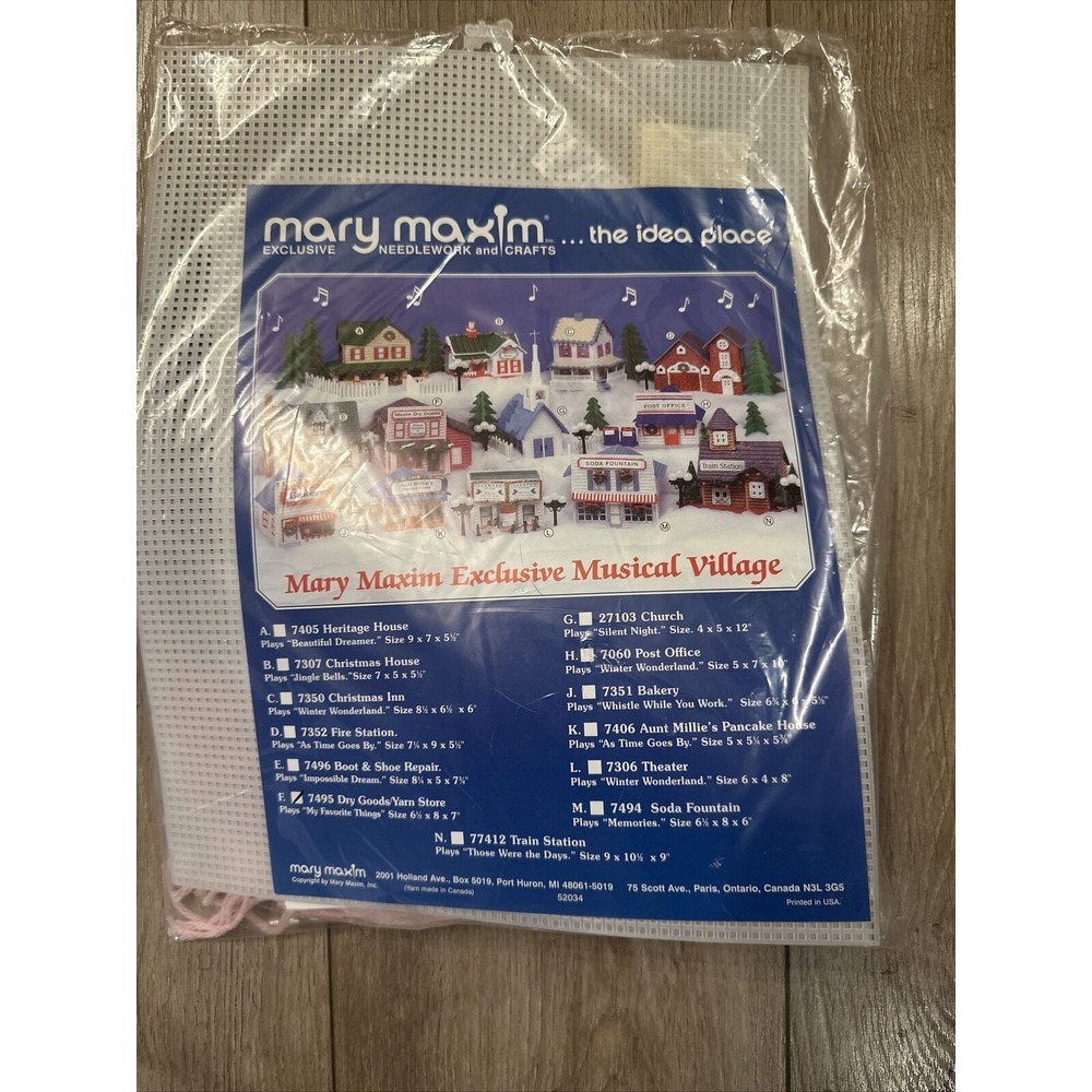 Mary Maxim Needlework Craft Musical Village Dry Goods/Yarn Store 7495 Plastic